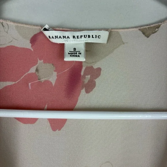Banana Republic Silk Floral Top Tie Front Blouse Women's S Pink Boho Festival - Picture 6 of 8